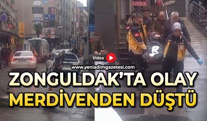 Zonguldak'ta olay: Merdivenlerden düşen adam hastanelik oldu