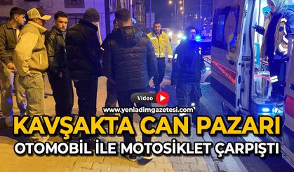 Kavşakta can pazarı: Otomobil ile motosiklet çarpıştı