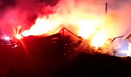 Karabük’te samanlık ve odunluk yangında küle döndü