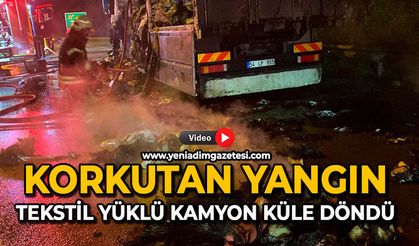 Korkutan yangın: Tekstil yüklü kamyon küle döndü