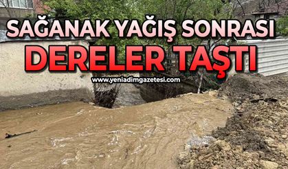 Sağanak yağış sonrası dereler taştı