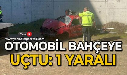 Otomobil bahçeye uçtu: 1 yaralı
