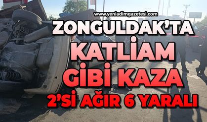 Zonguldak'ta otomobil takla attı: 2'si ağır 6 yaralı