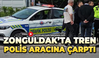 Zonguldak'ta tren polis aracına çarptı