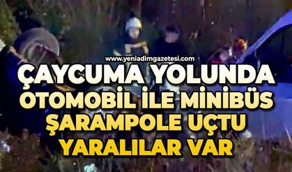 Çaycuma yolunda çarpışan otomobil ile minibüs şarampole uçtu: Yaralılar var