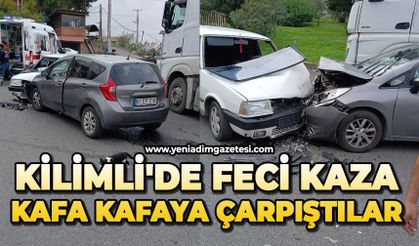 Kilimli'de feci kaza: Kafa kafaya çarpıştılar