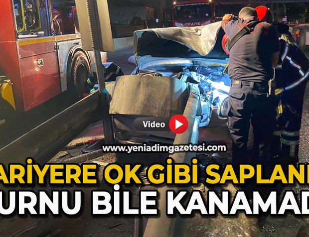 Bariyere ok gibi saplandı: Burnu bile kanamadı