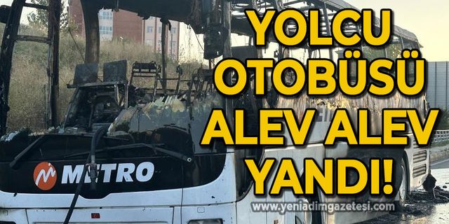 Seyir halindeki yolcu otobüsü alev alev yandı!