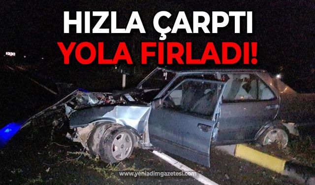 Beton bariyere hızla çarptı: Yola fırladı!