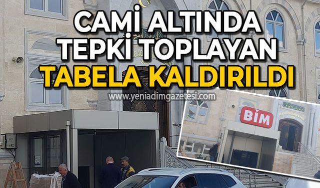 Zonguldak'ta cami altında tepki toplayan tabela kaldırıldı
