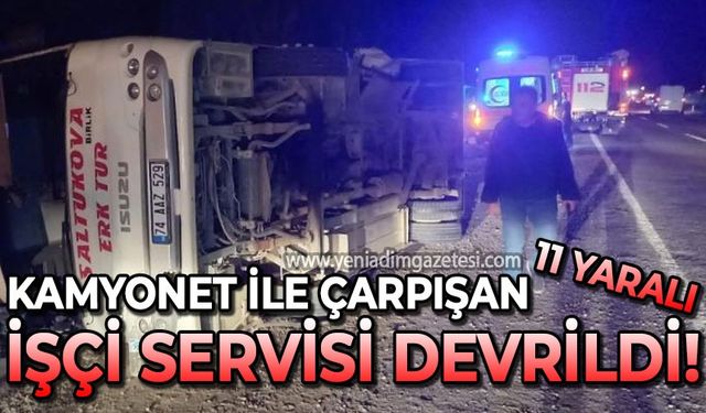 Kamyonet ile işçi servisi çarpıştı: 11 yaralı!