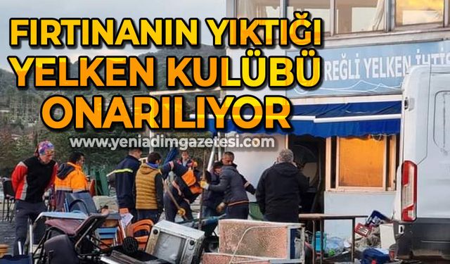 Fırtınanın yıktığı yelken kulübü onarılıyor