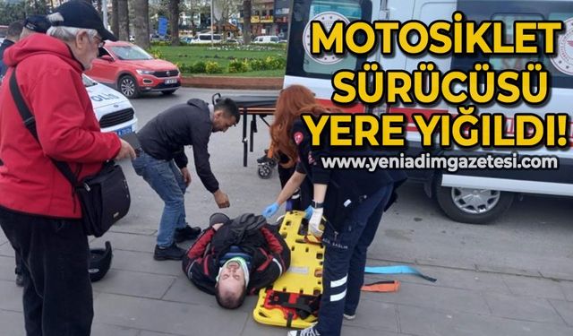 Devrilen motosikletin sürücüsü yaralandı!
