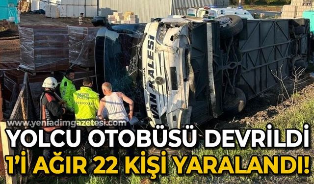 Yolcu otobüsü devrildi: 1'i ağır 22 kişi yaralandı!