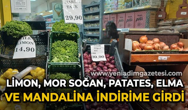 Limon, Mor Soğan, Patates, Mandalina, Elma indirime girdi