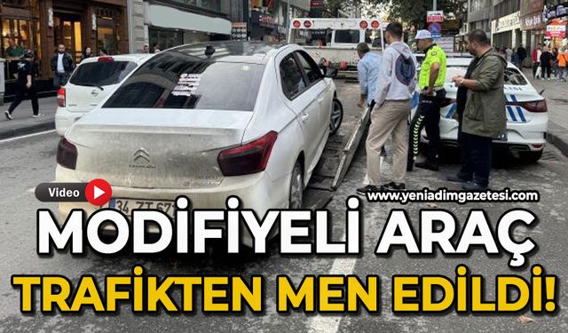 Zonguldak'ta modifiyeli araç hem para cezası yedi hem de trafikten men edildi!