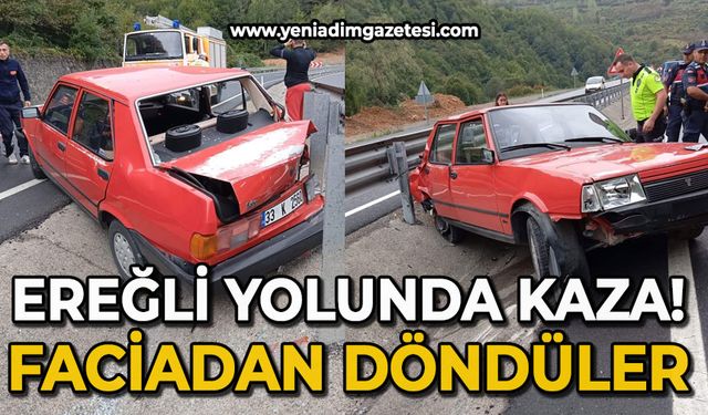 Ereğli yolunda kaza: Faciadan dönüldü!