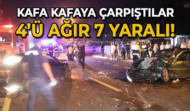 Kafa kafaya çarpışan otomobiller hurdaya döndü: 4'ü ağır 7 yaralı