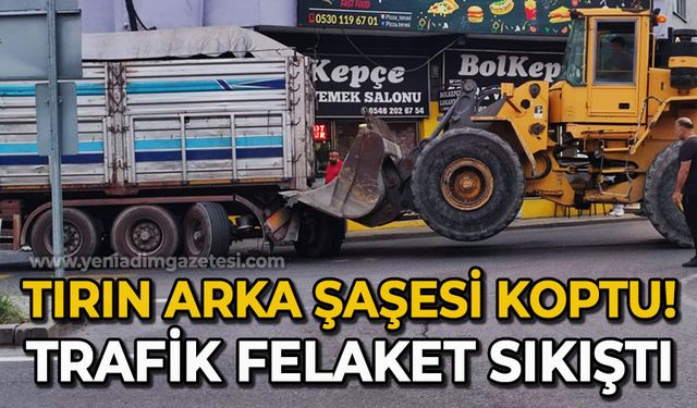 Tırın arka şasesi koptu: Trafikte uzun kuyruklar oluştu, sinirler gerildi