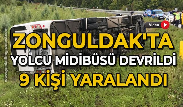 Zonguldak'ta yolcu midibüsü devrildi: 9 yaralı