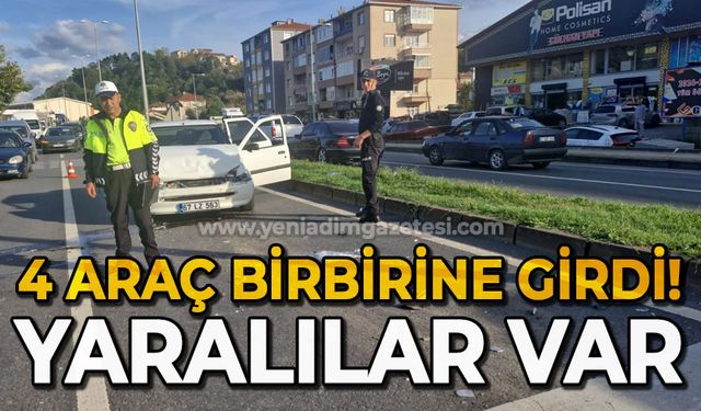 4 araç birbirine girdi: 5 yaralı!