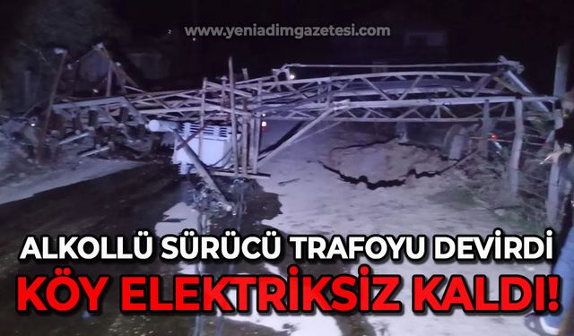 Alkollü sürücü trafoyu devirdi: Köy elektriksiz kaldı!