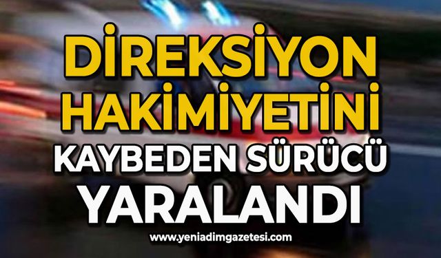 Direksiyon hakimiyetini kaybeden sürücü yaralandı