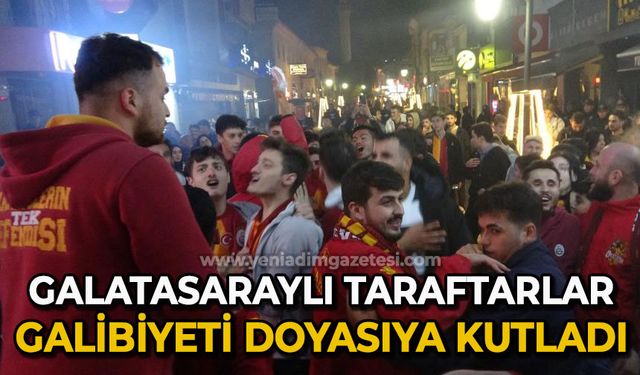 Galatasaray taraftarlarının galibiyet sevinci