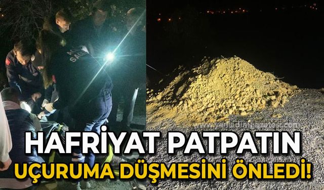 Hafriyat patpatın uçuruma düşmesini önledi