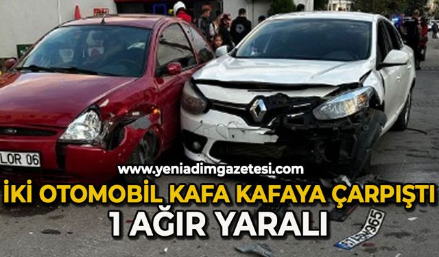 İki otomobil kafa kafaya çarpıştı: 1 ağır yaralı