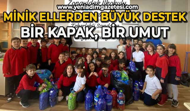 Minik ellerden büyük destek: Bir kapak, bir umut