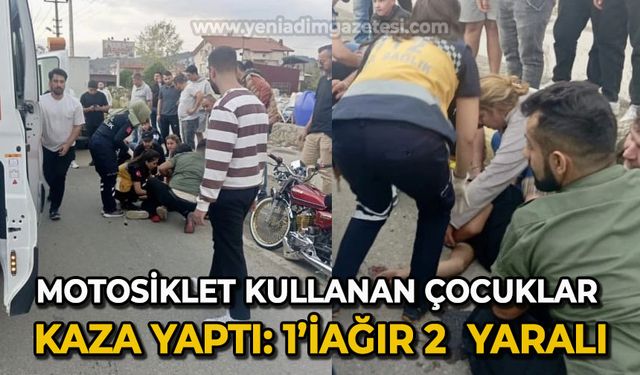 Motosiklet kullanan çocuklar kaza yaptı: 1'i ağır 2 yaralı