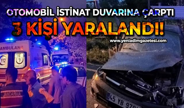 Zonguldak’ta otomobil istinat duvarına çarptı: 3 yaralı