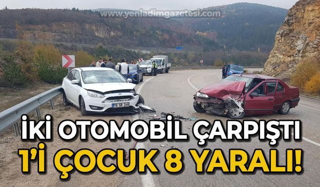 İki otomobilin çarpıştığı kazada 1'i çocuk 8 kişi yaralandı