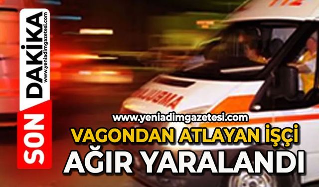 Karşıdan gelen kamyoneti fark edince vagondan atlayan işçi ağır yaralandı