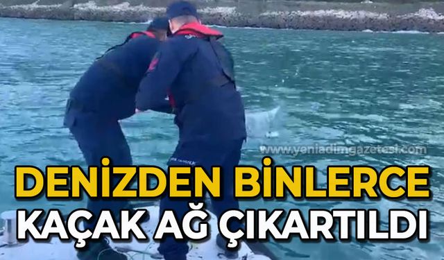 Denizden binlerce metre uzunluğunda kaçak ağ çıkartıldı