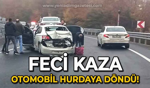 Feci trafik kazası: Otomobil hurdaya döndü!