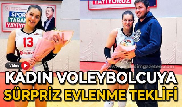 Kadın voleybolcuya sürpriz evlilik teklifi