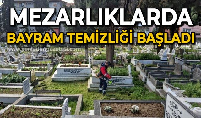 Şehir Mezarlığı'nda bayram temizliği başladı