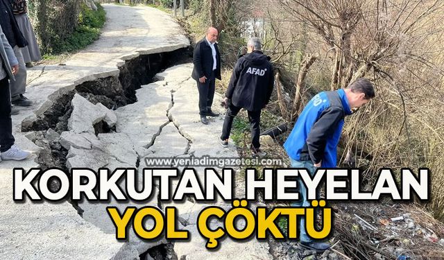 Korkutan heyelan: Yol çöktü