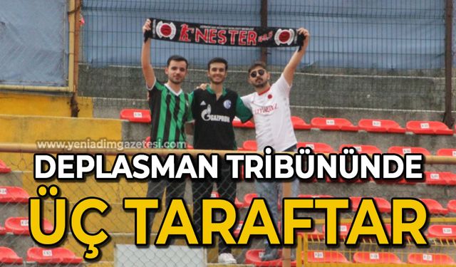 Deplasman tribününde 3 taraftar