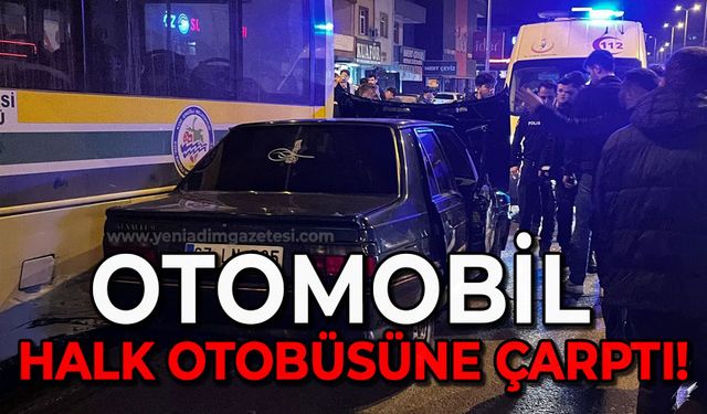 Otomobil halk otobüsüne çarptı
