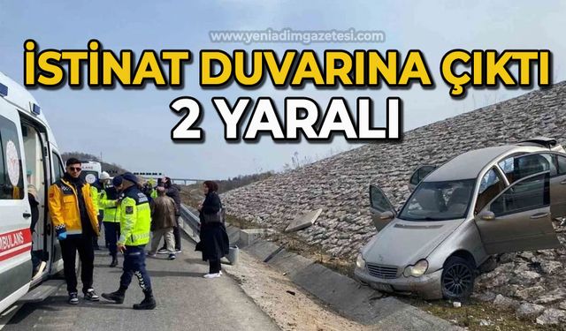 Otomobil istinat duvarına çıktı: 2 yaralı