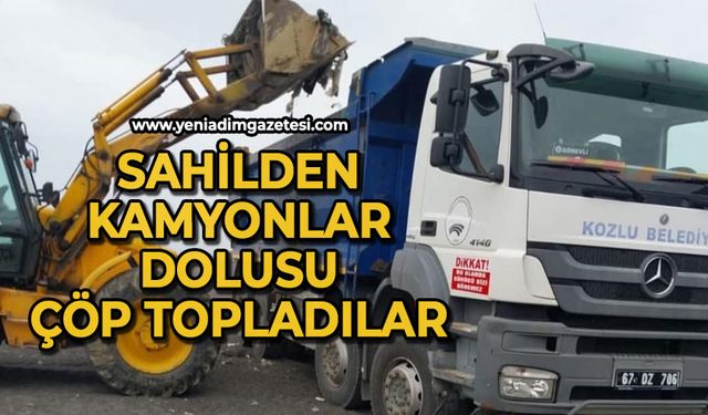 Sahilden kamyonlar dolusu çöp topladılar