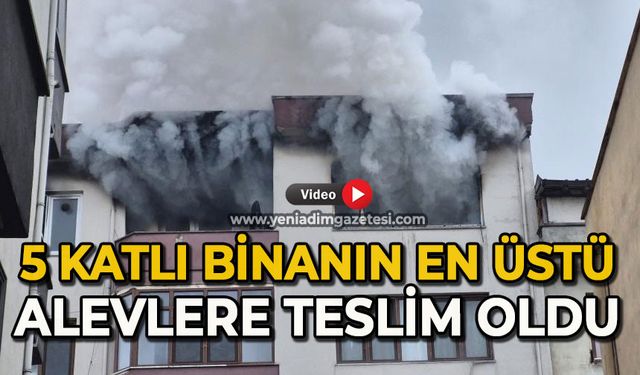5 katlı binanın en üst katı alevlere teslim oldu