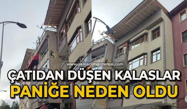 Çatıdan düşen kalaslar paniğe neden oldu