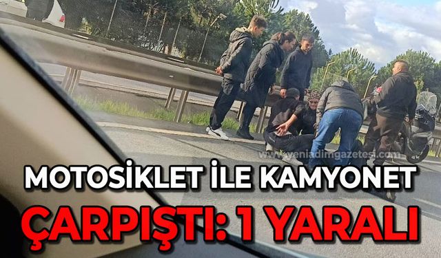 Motosiklet ile kamyonet çarpıştı: 1 yaralı