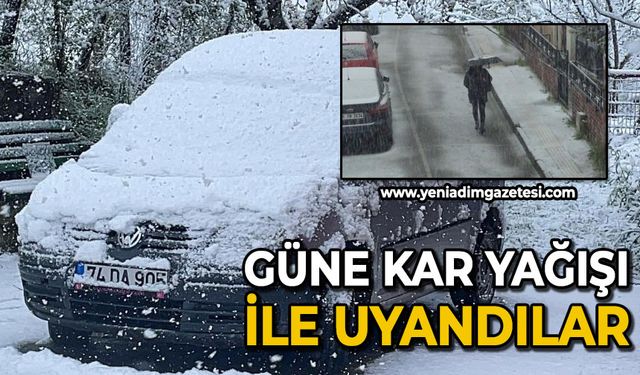 Güne kar yağışı ile başladılar
