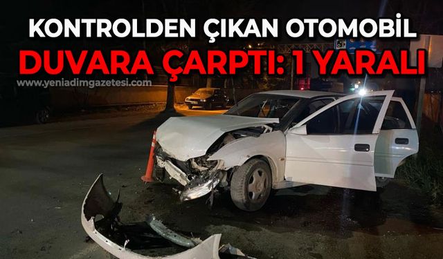 Kontrolden çıkan otomobil beton duvara çarptı: 1 yaralı