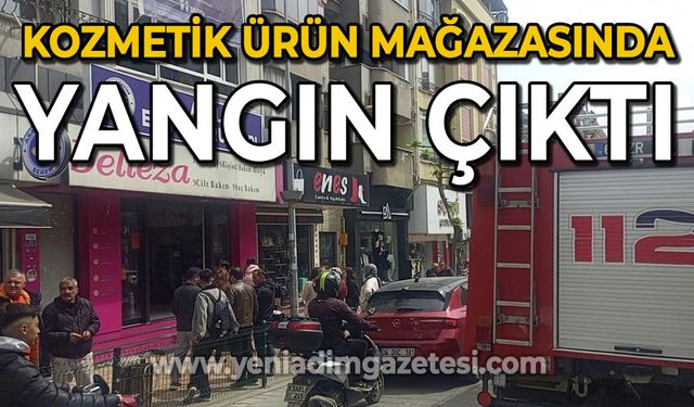 Kozmetik ürünlerinin satıldığı işyerinde çıkan yangın korkuttu
